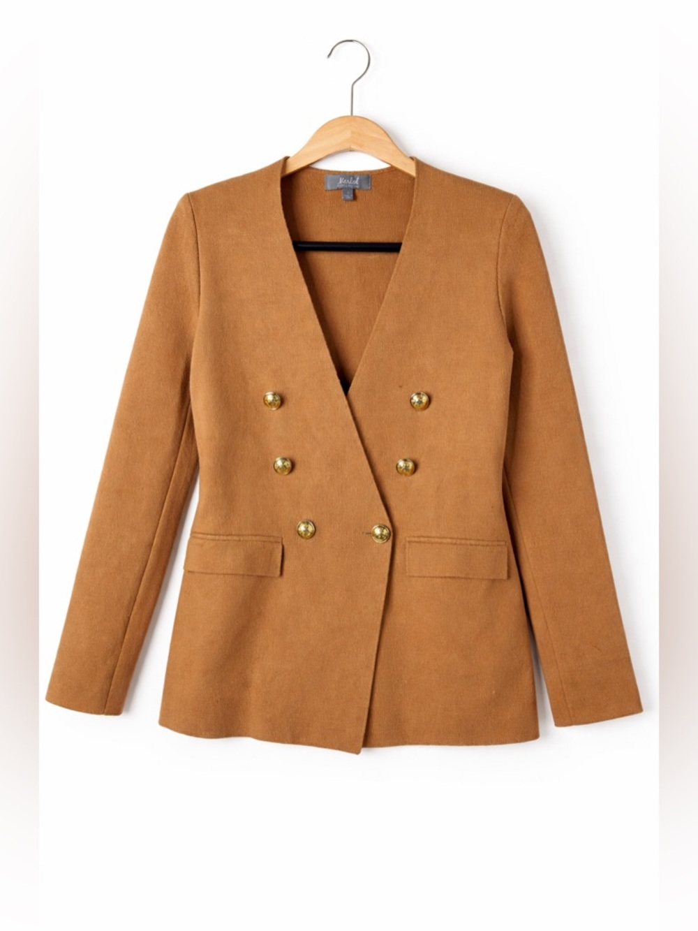 Double-Breasted Camel Blazer Jacket Medium Classic Preppy Great Condition
